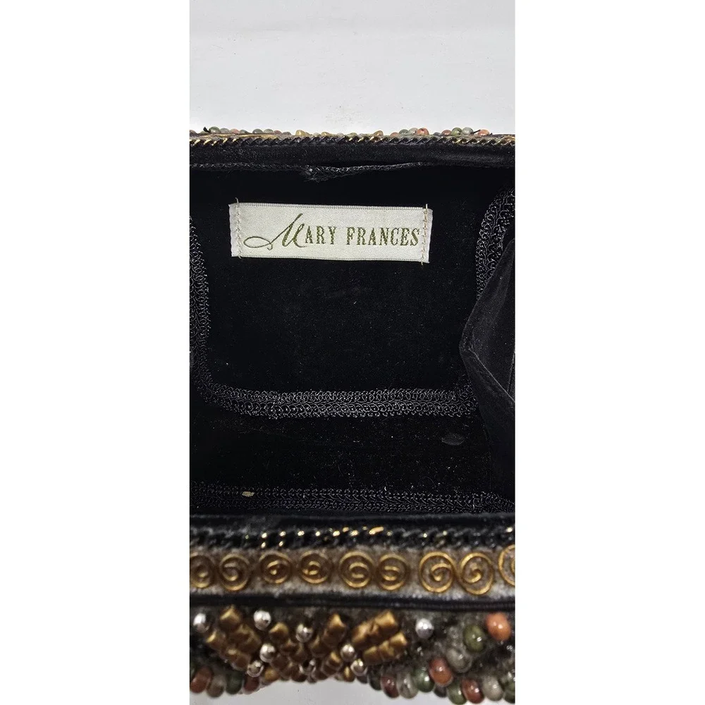 Vintage Mary Frances hard case handbag clutch metallic beaded accents